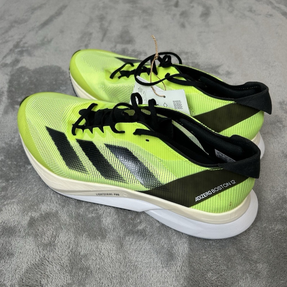Adidas Adizero Boston 12 running shoe in the "Lucid Lemon Black" Men's Size 9.5 - Picture 15 of 16